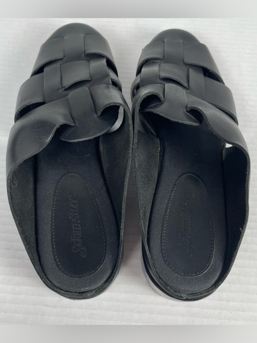 NOT FOR SALE Rare Vintage 90s Fisherman Mules Sandal 10 Black Leather Brazil - Picture 7 of 16